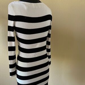 Blk & White Knit Dress | Fitted